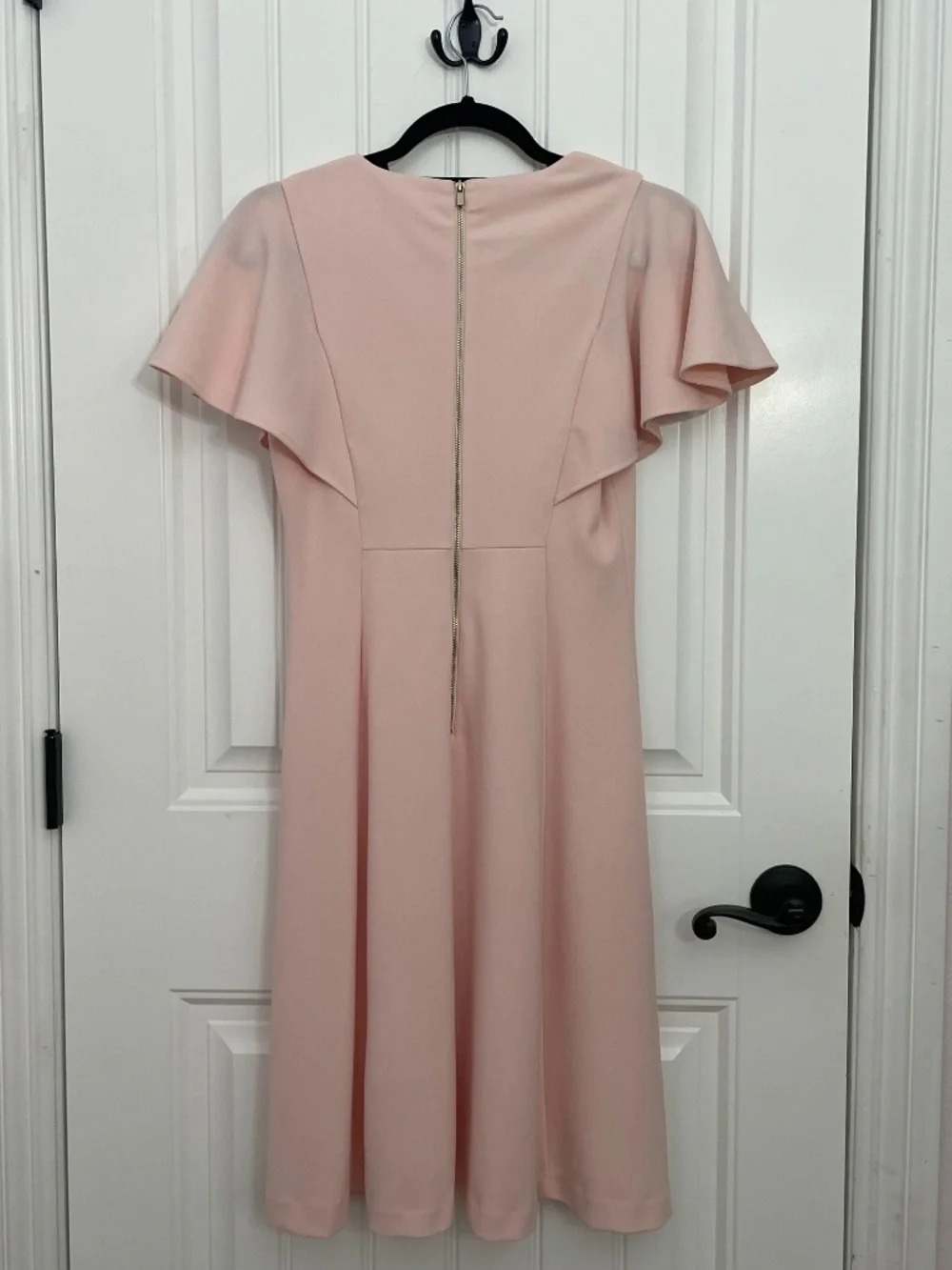 Calvin Klein Light Pink V-Neck Fit & Flare Flutter Sleeve Dress Size 2